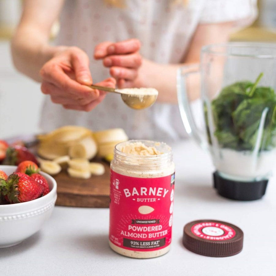 Making Organic Fruit And Veggie Smoothies With Barney Butter Unsweet Almond Butter Powder