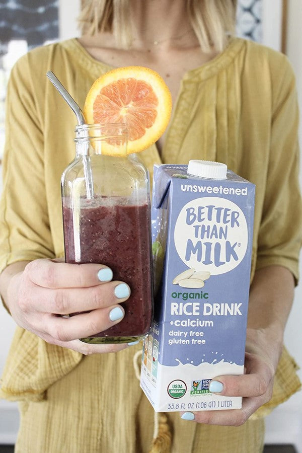 Woman Holding A Dairy Free Smoothie Made With Unsweetened Gluten Free Better Than Milk Rice Drink Plus Calcium