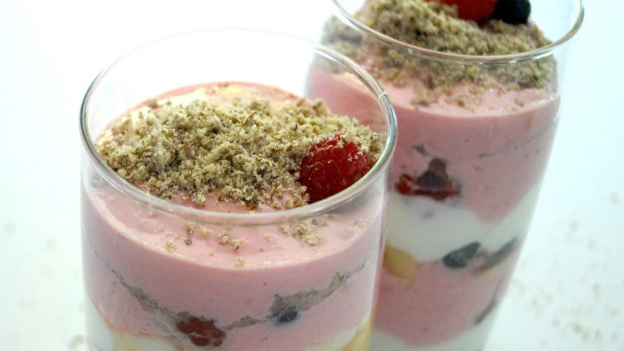 Yogurt Parfait With Nut Flour Blend Topping Pamela's Non-GMO Nut Flour